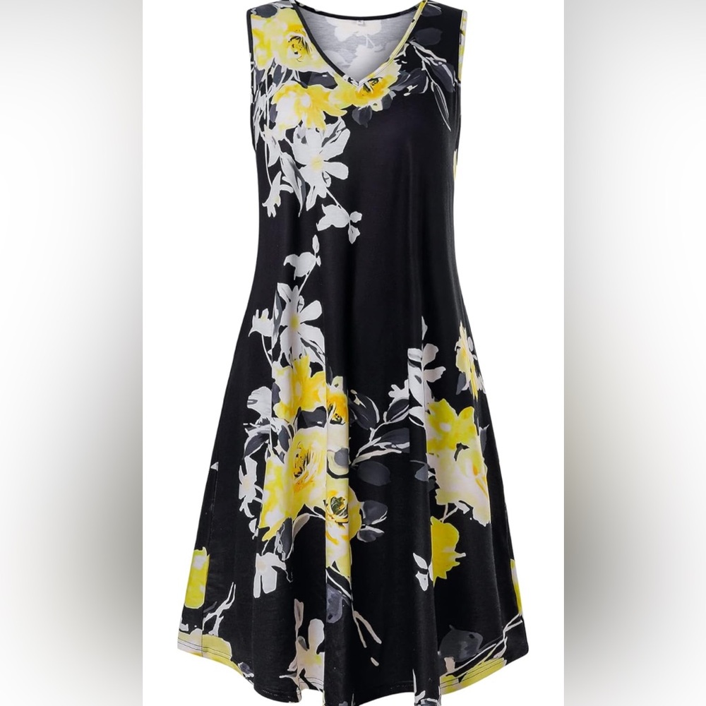 NWT Ivicoer Women's V-Neck Floral Printed Tank Swing Plus Size Dress